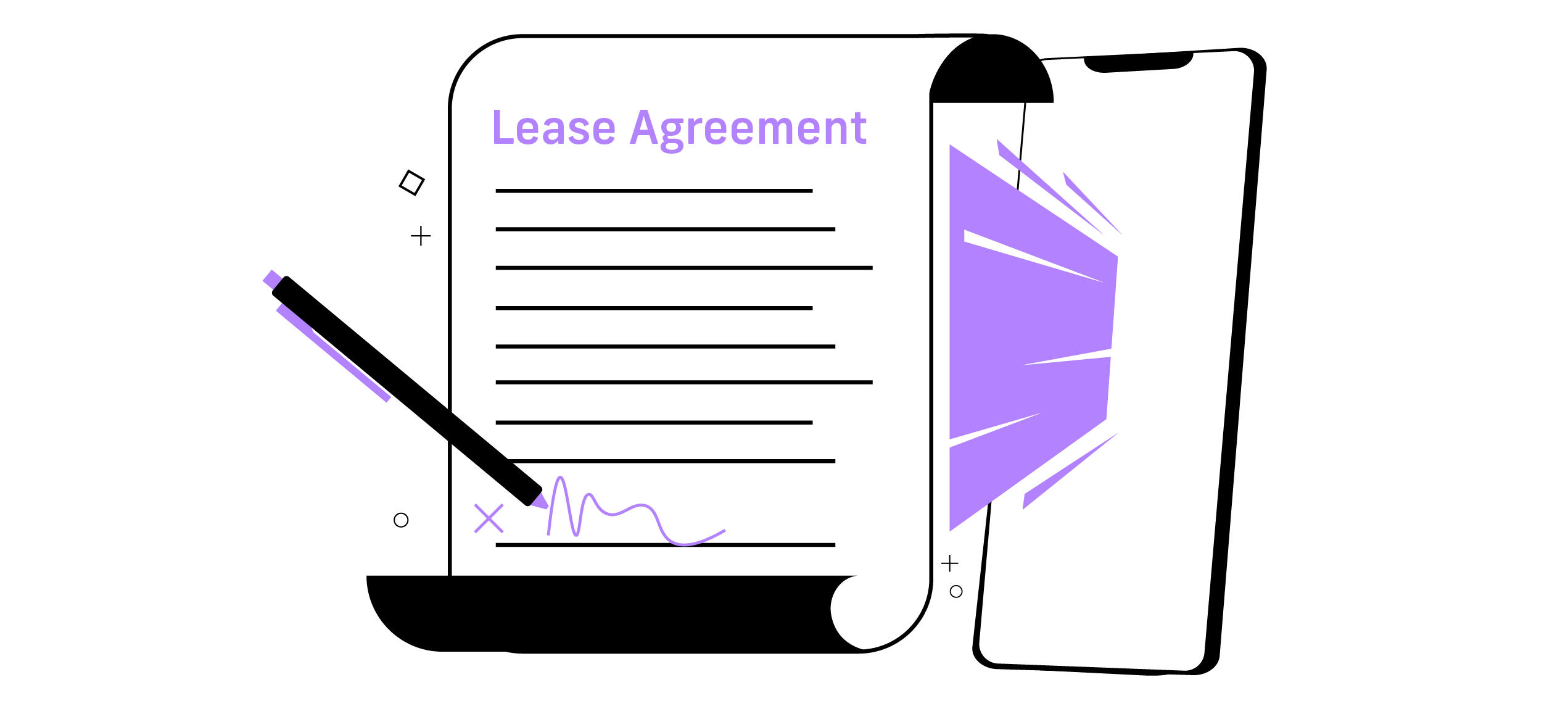 a smart phone showing a lease agreement