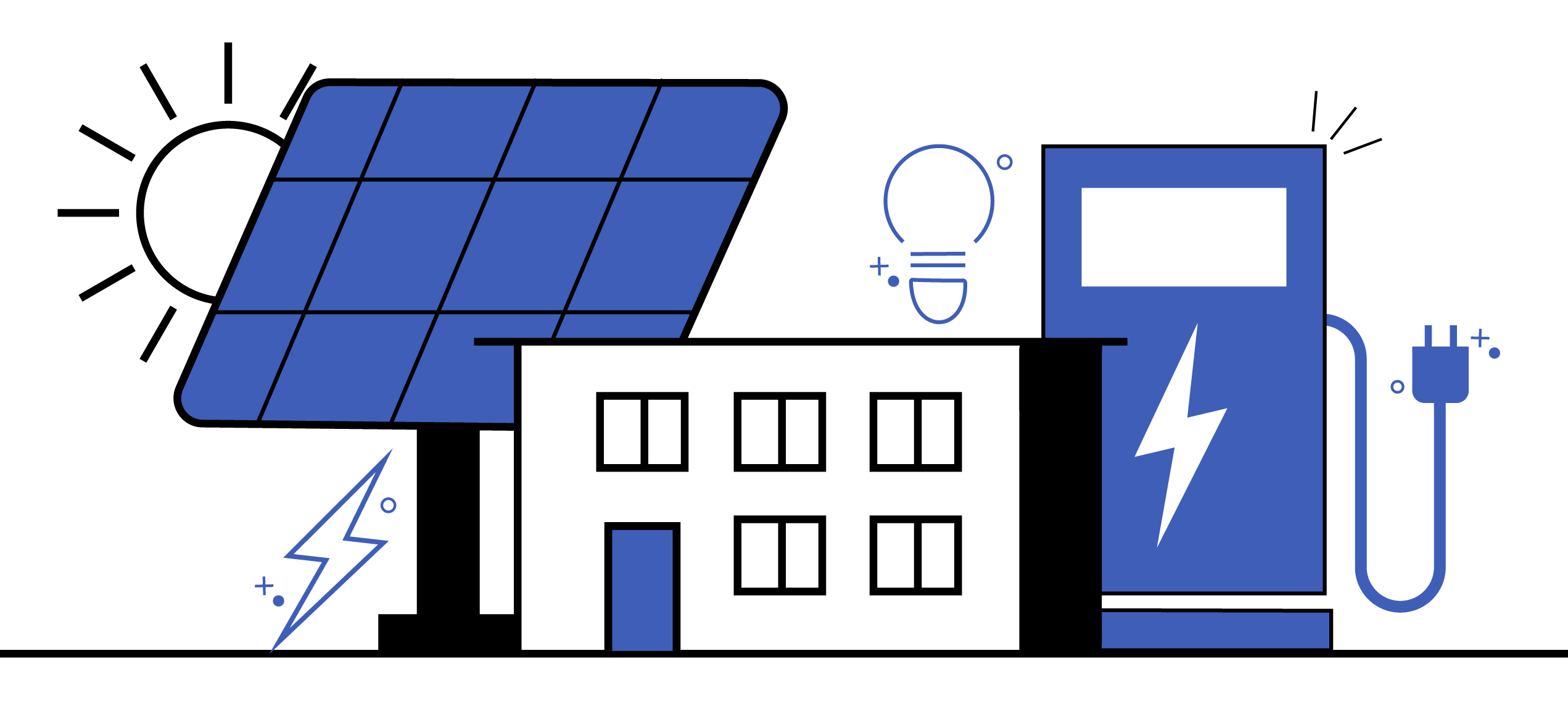 An apartment building with a solar panel.