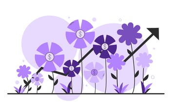An artistic variation of a upward trending graph with floral elements