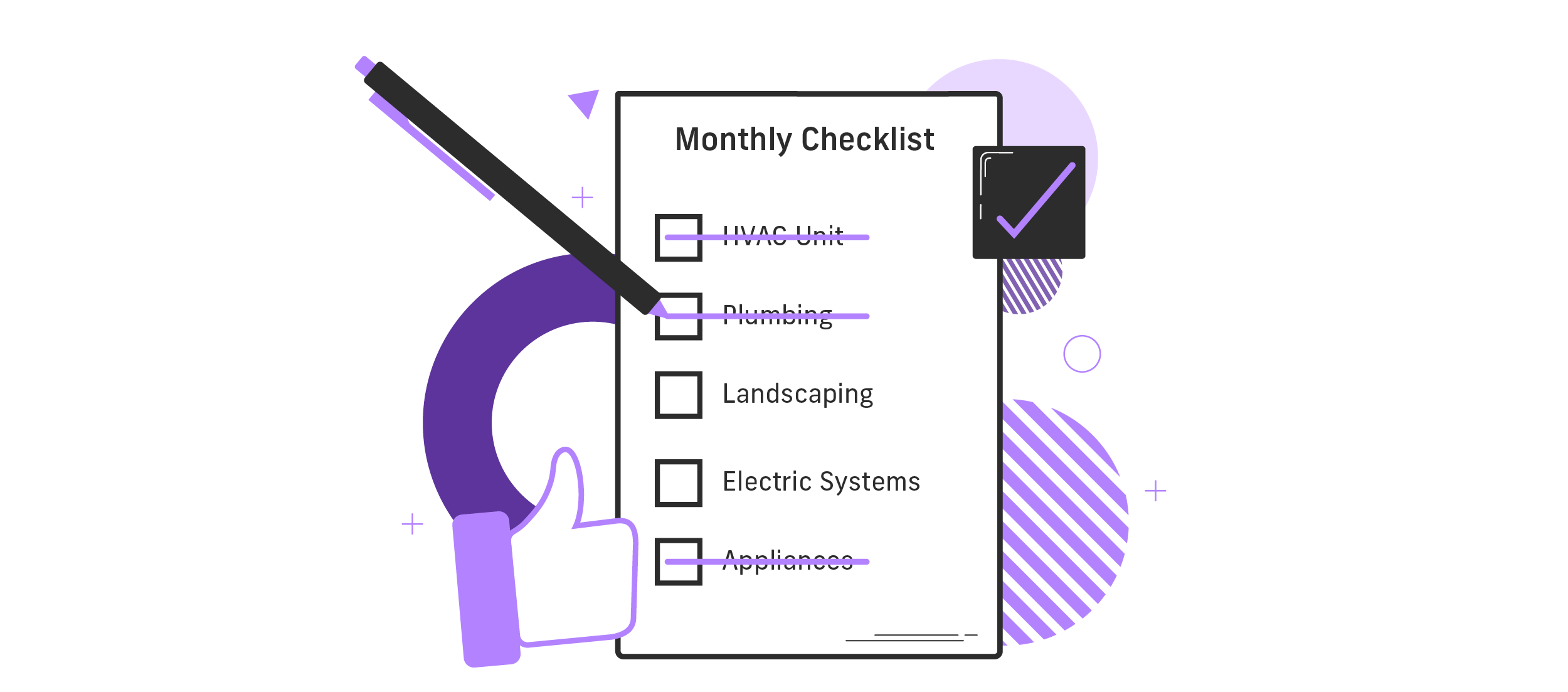 An illustration of a monthly apartment maintenance checklist.