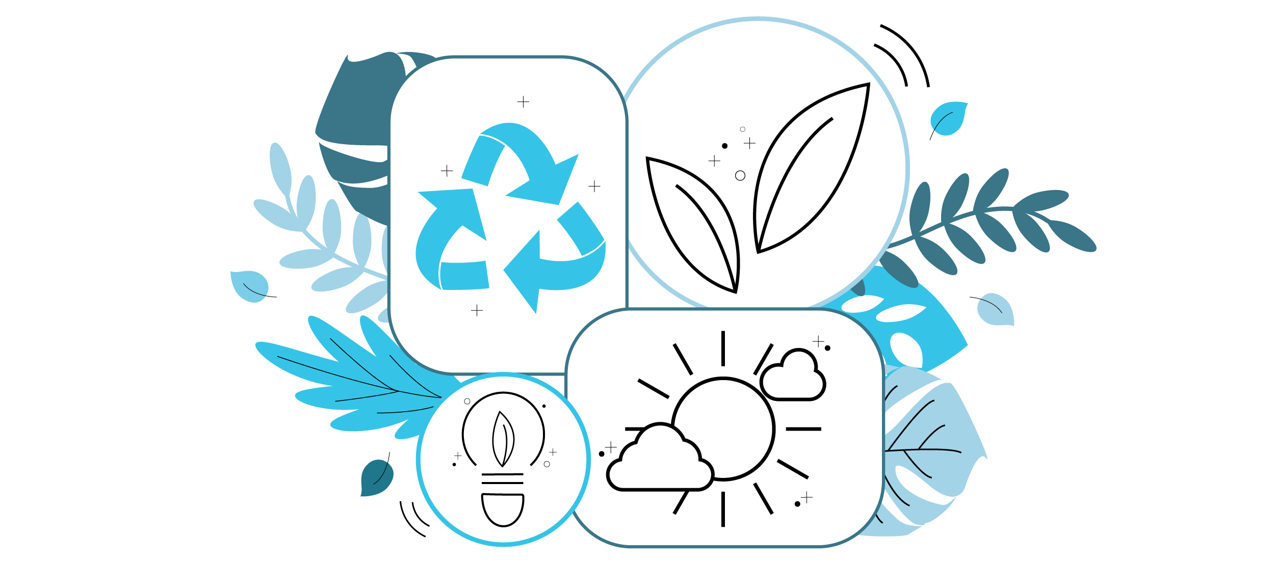 An illustration of a collage of energy-related icons.