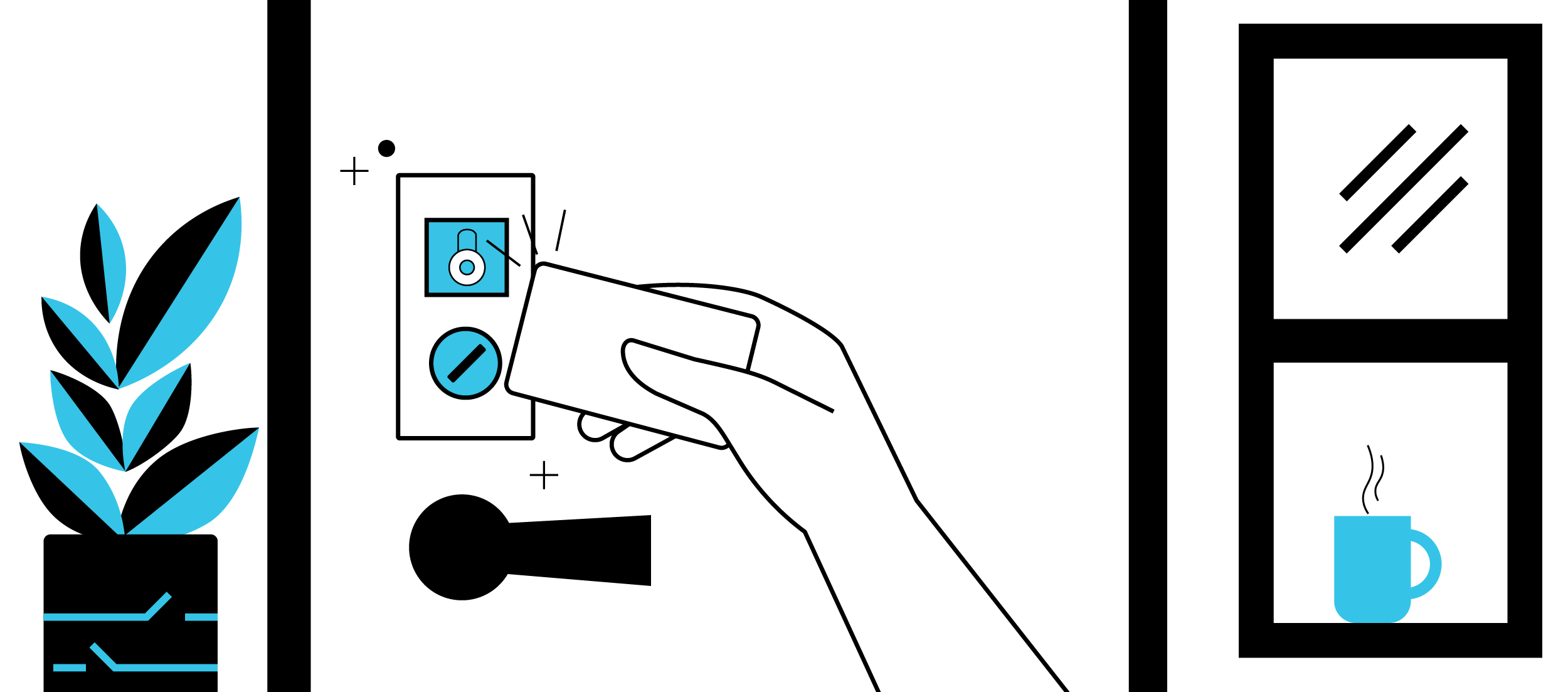 An illustration of a resident using their smart lock.