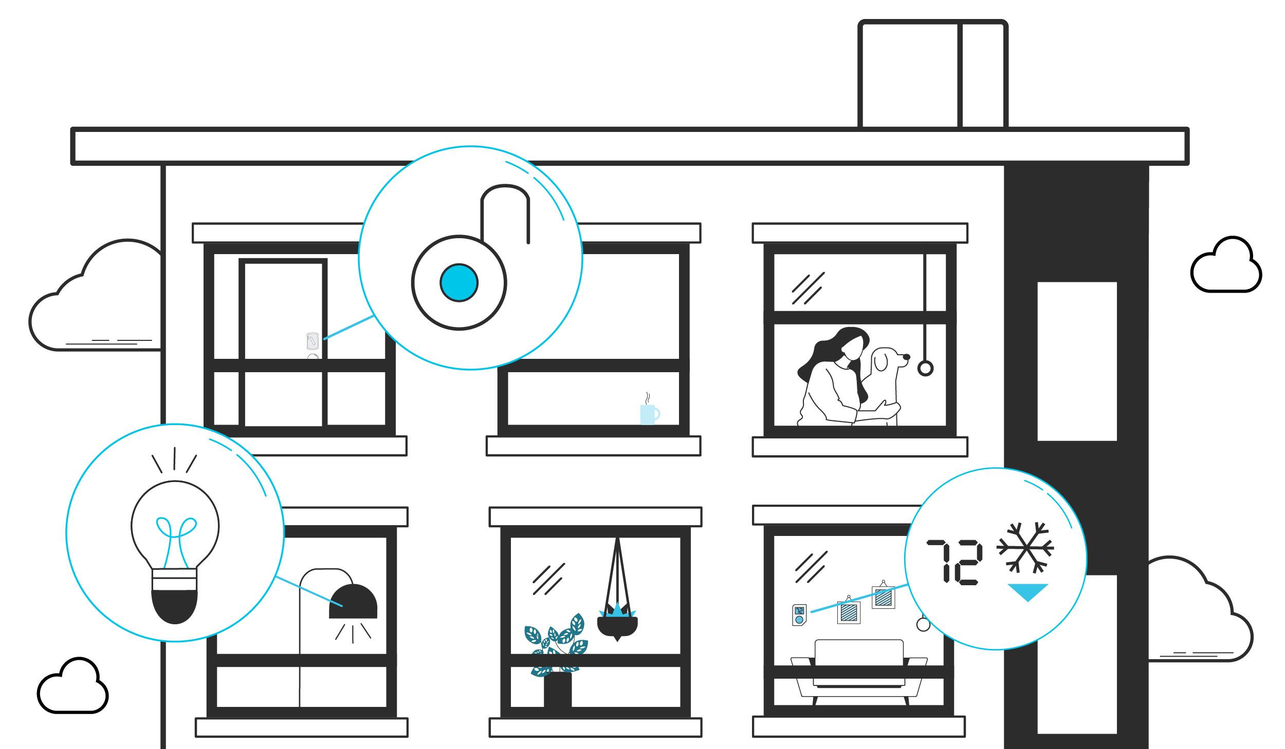 A resident in an apartment building equipped with an IoT system.